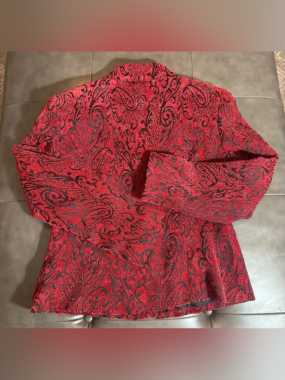 Gilani Red Black Paisley Jacquard Blazer Jacket Size 10 - Picture 3 of 9
